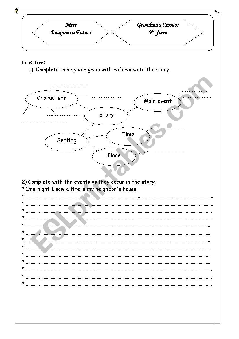 grandmothers corner worksheet