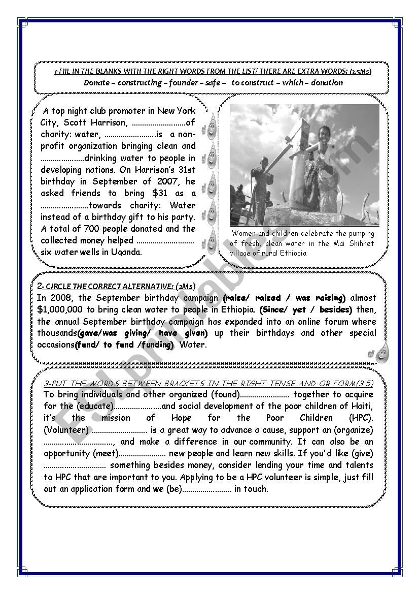 CHARITY AND ORGANISATION worksheet