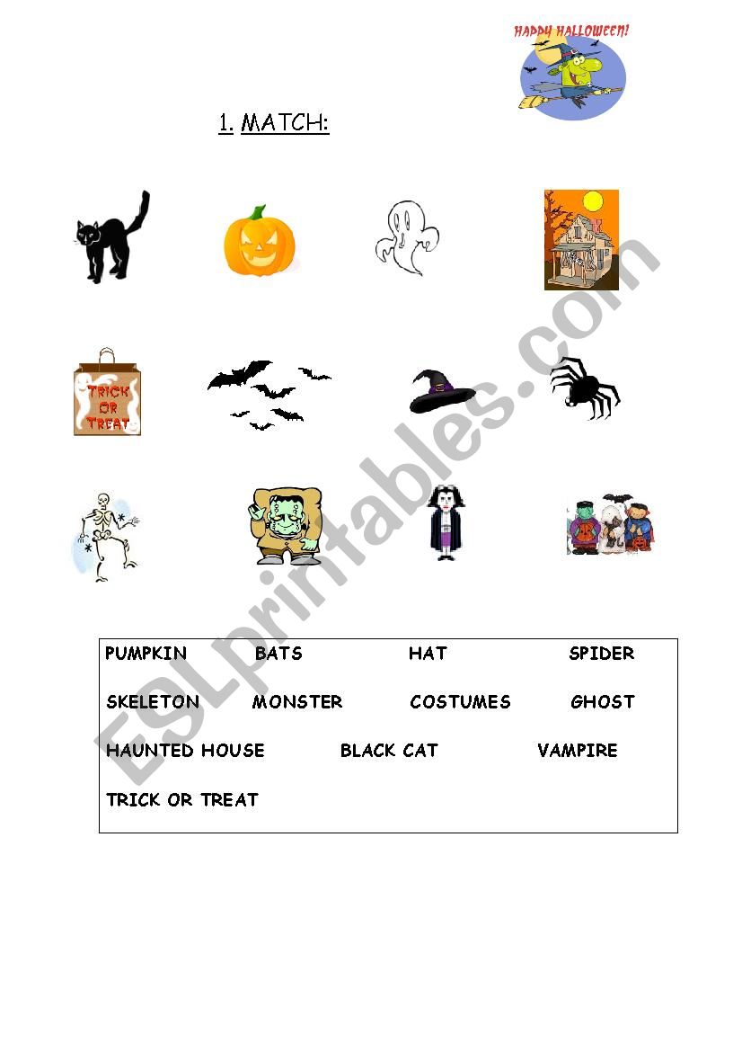 Match halloween worksheet