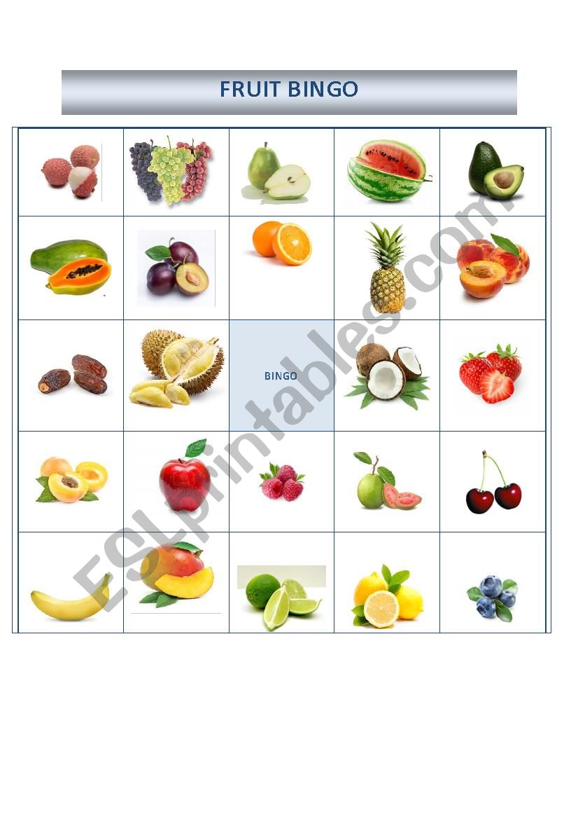 Fruit Bingo 2 worksheet