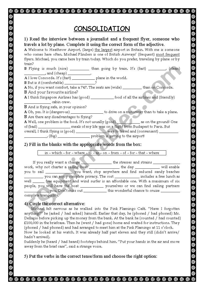 CONSOLIDATION worksheet