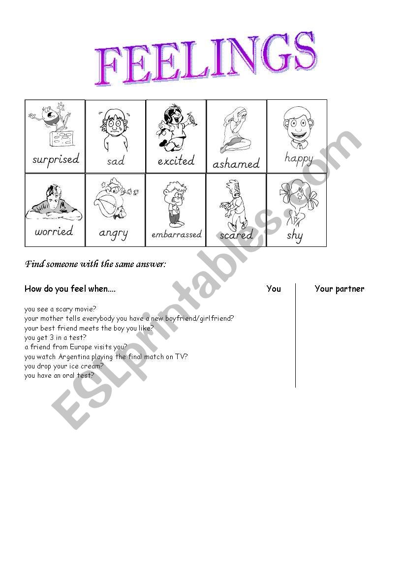 FEELINGS worksheet