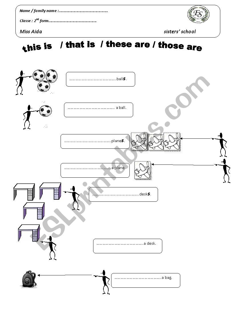 demonstratives worksheet