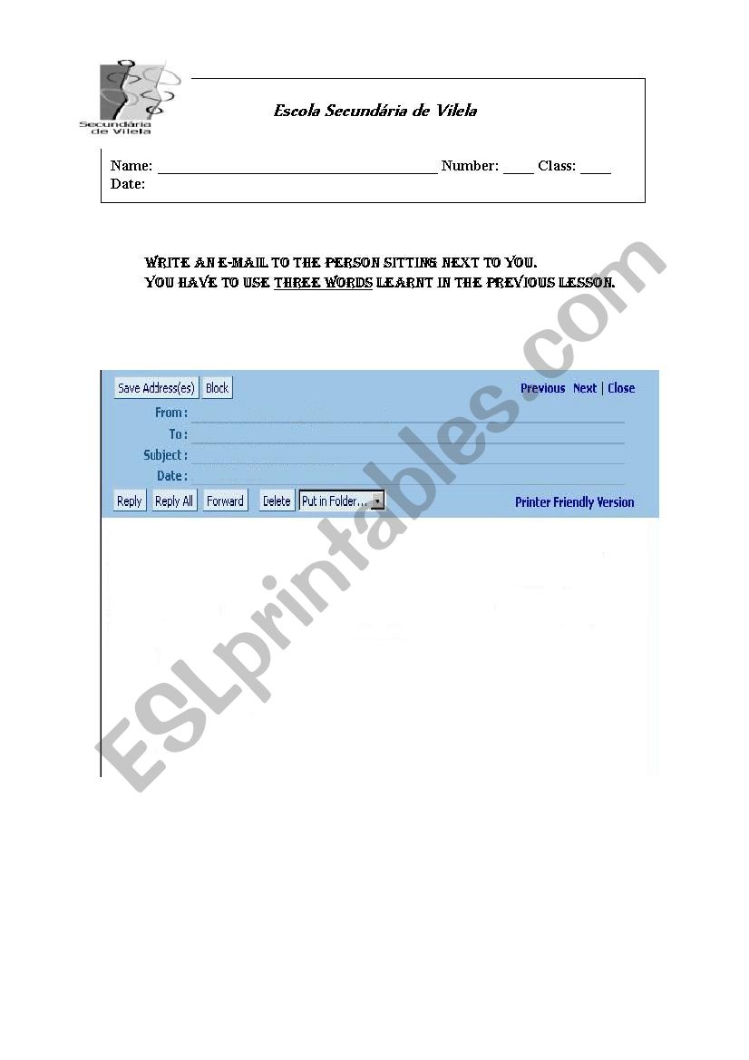 E-mail  worksheet