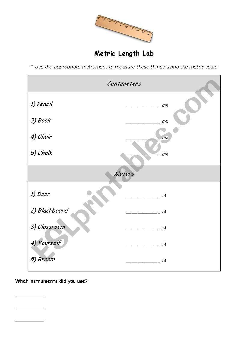 Metric measuring length activity