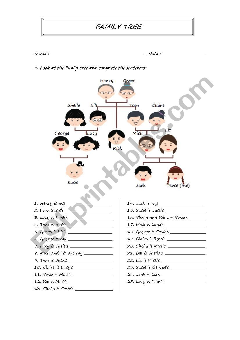 FAMILY TREE worksheet