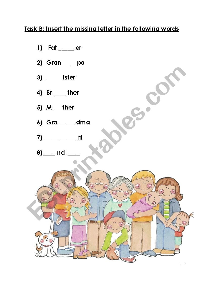 Family Members (Labelling Activity PART 3)