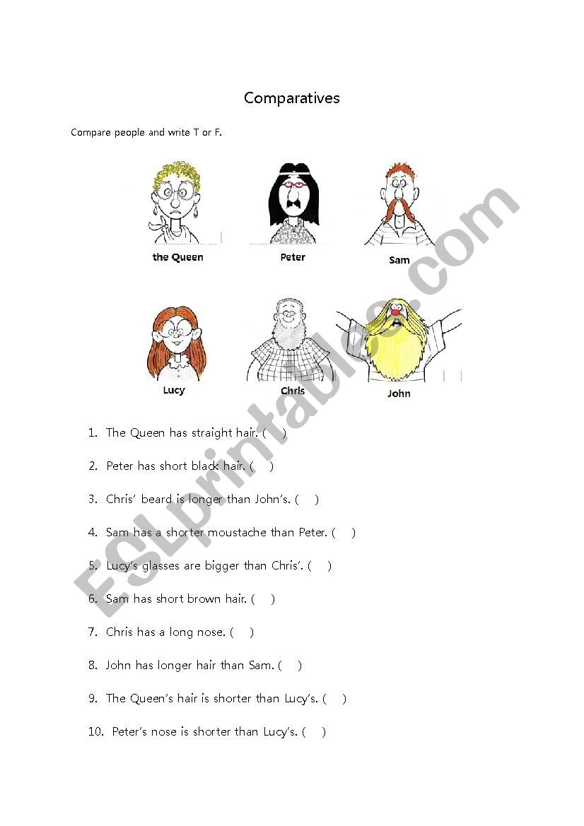 Comparatives worksheet