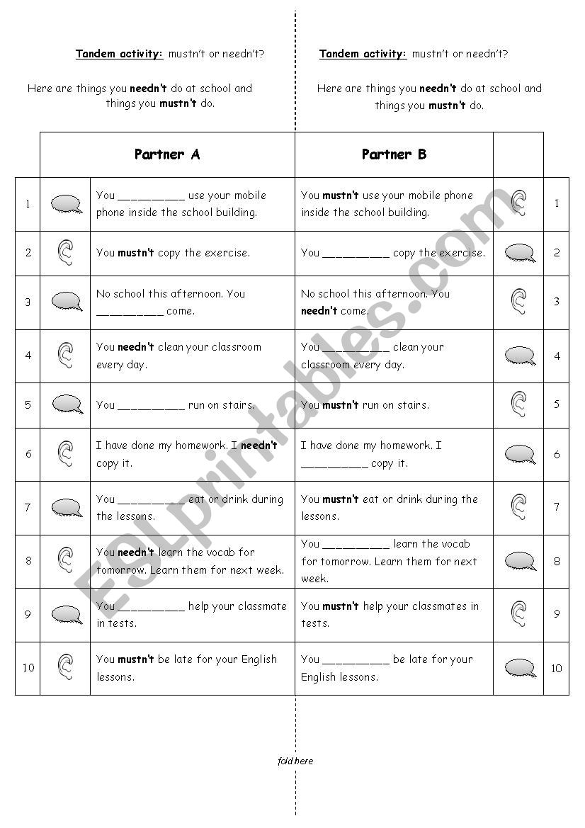 musnt or neednt? - a tandem activity