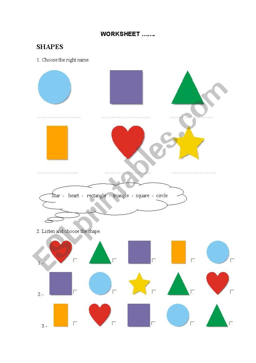 Shapes worksheet