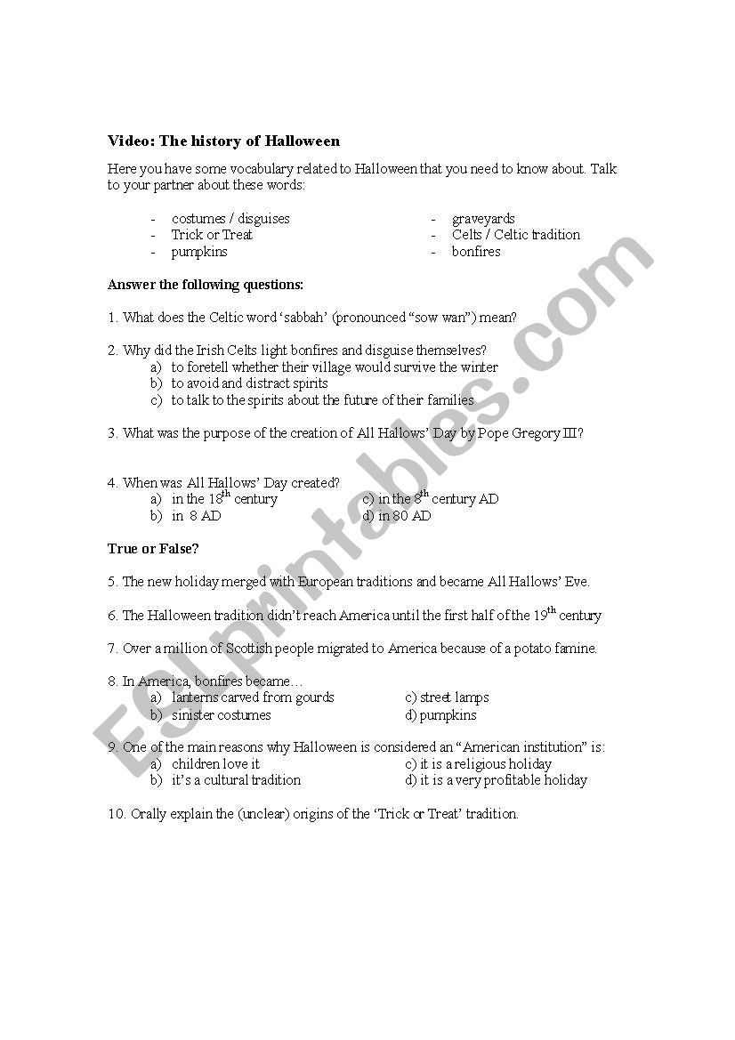 Halloween worksheet worksheet