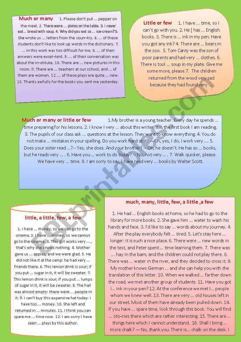 Quantifies worksheet