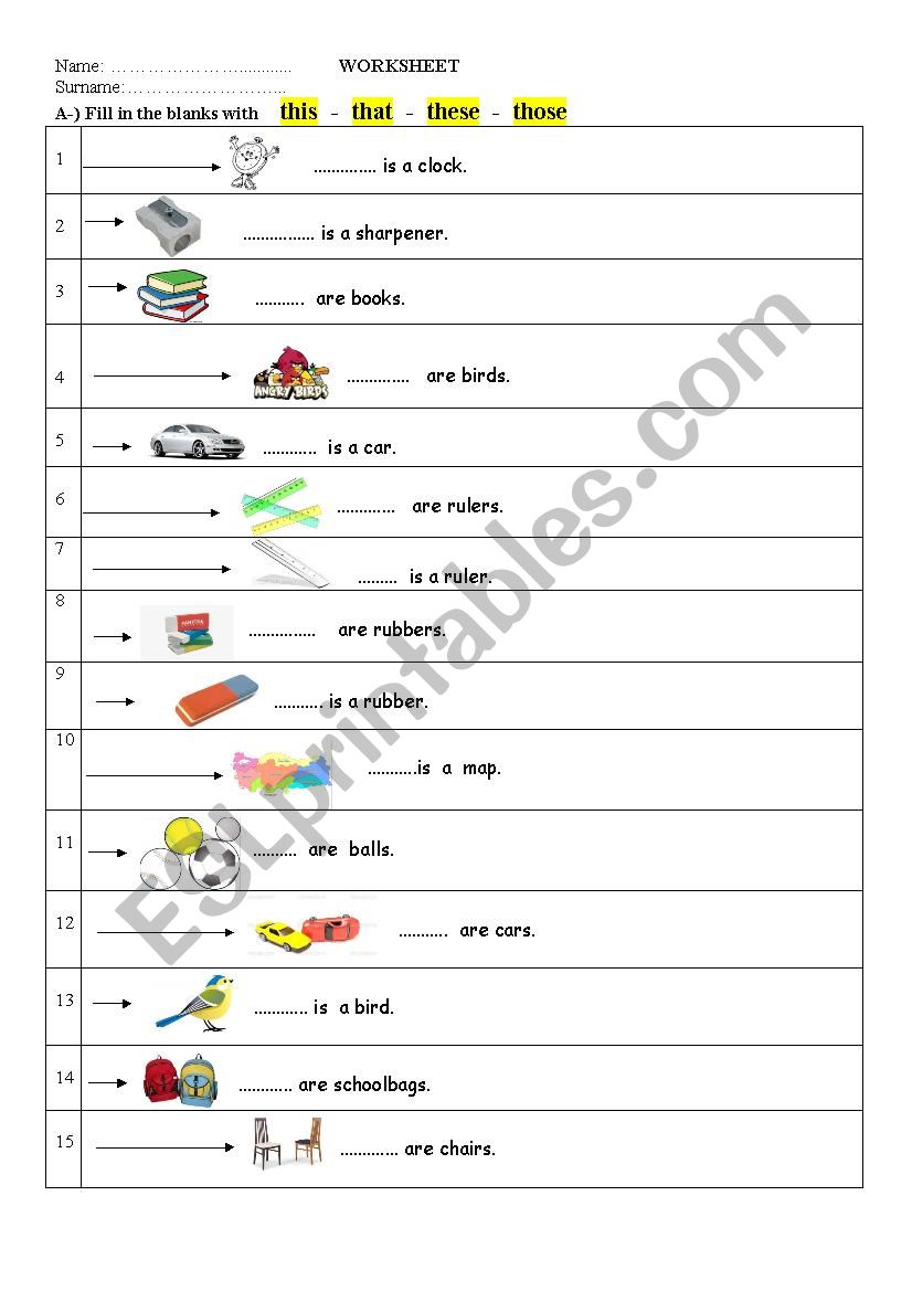 demonstrative pronouns worksheet