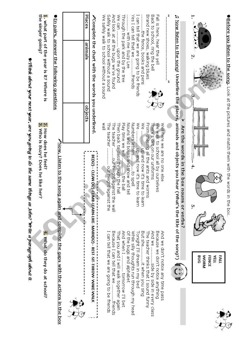 Were going to be friends, lyrics-worksheet (Jack Johnson)