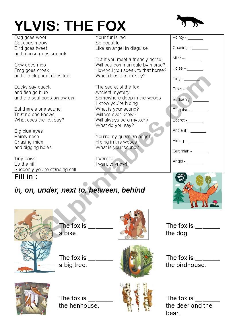 What does the fox say? worksheet
