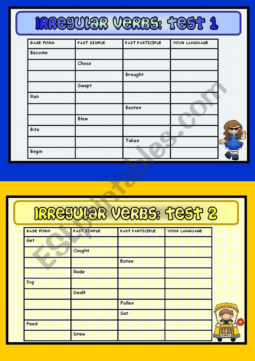 IRREGULAR VERBS 1 worksheet