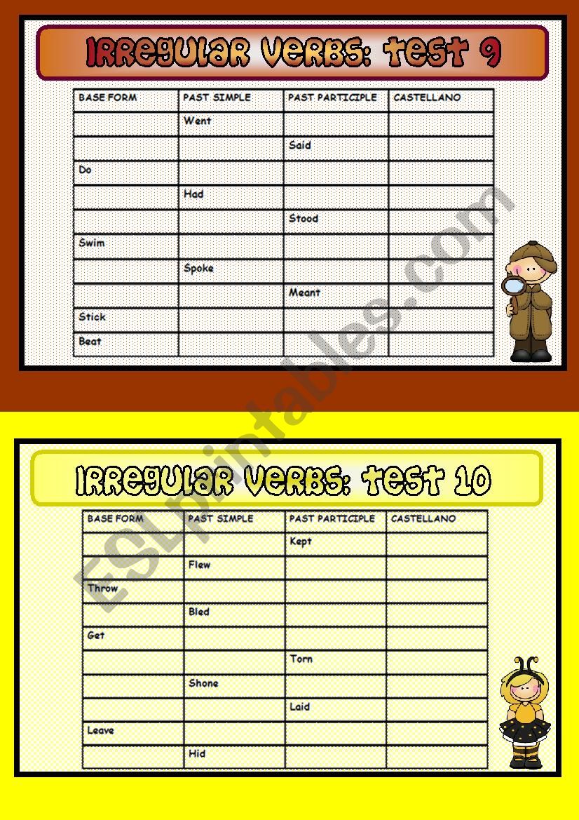 IRREGULAR VERBS 3 worksheet