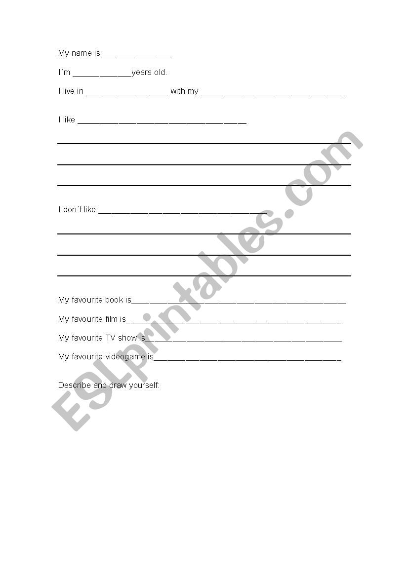 Know yourself worksheet