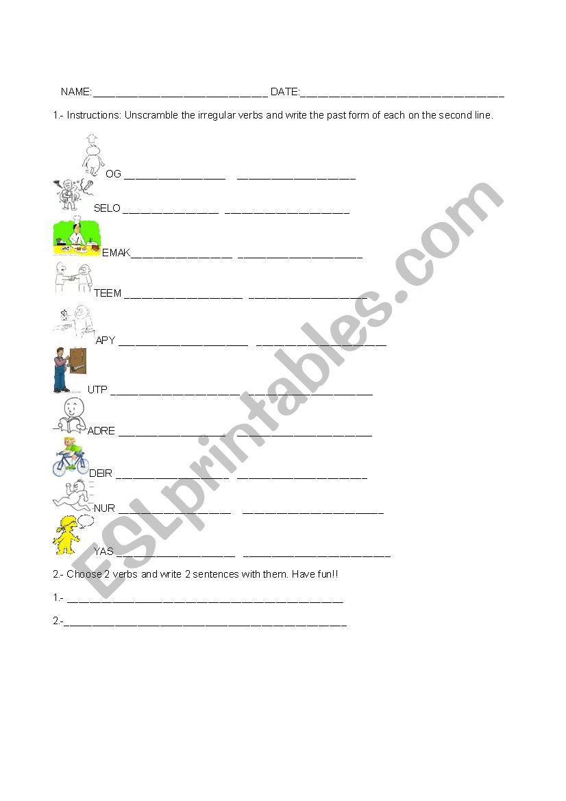 UNSCRAMBLE THE IRREGULAR VERBS 