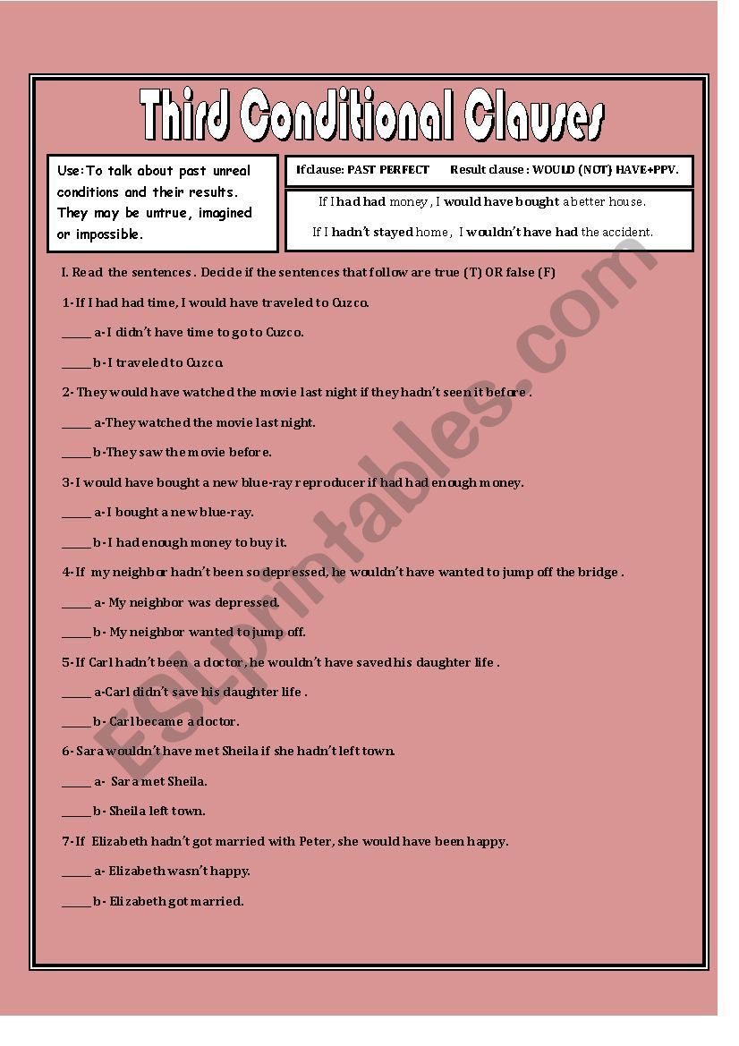 Third conditional worksheet