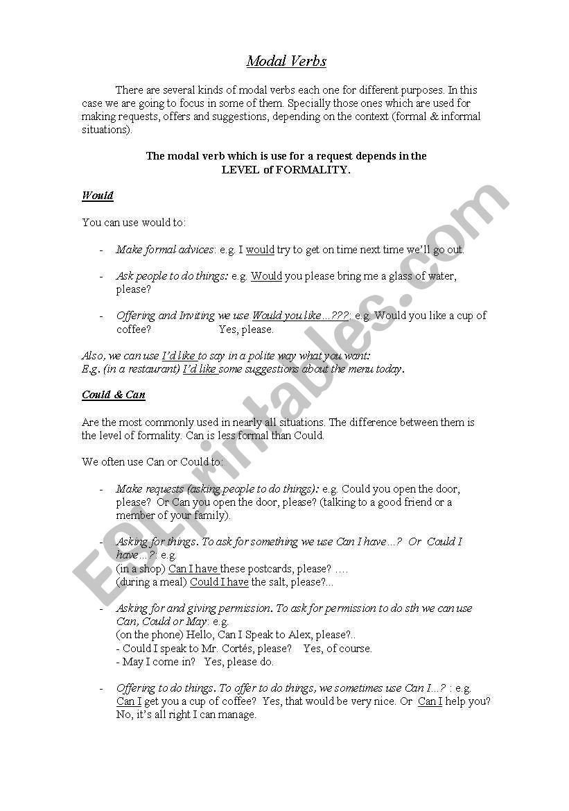 modal verbs worksheet