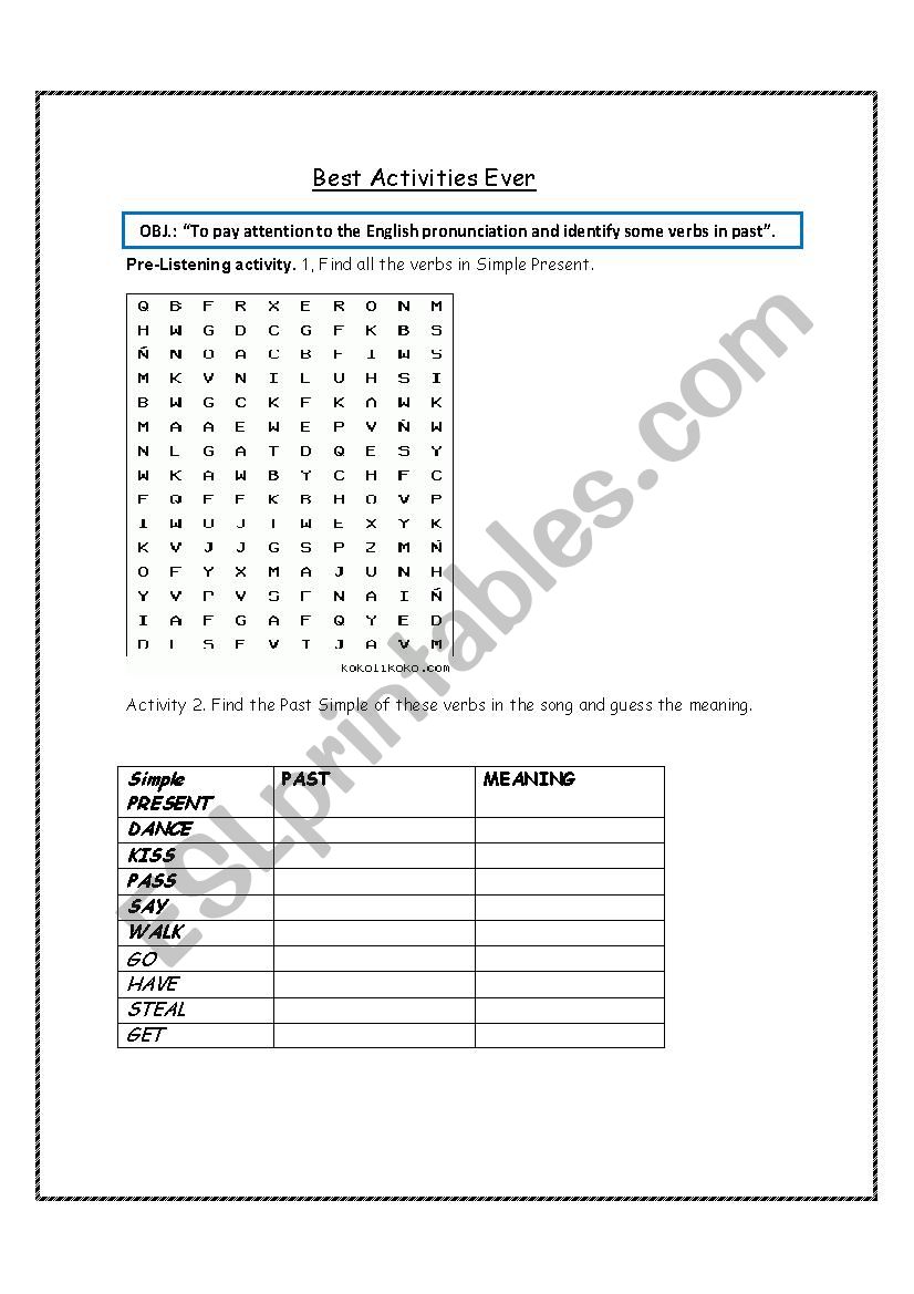 Best Activites Ever worksheet