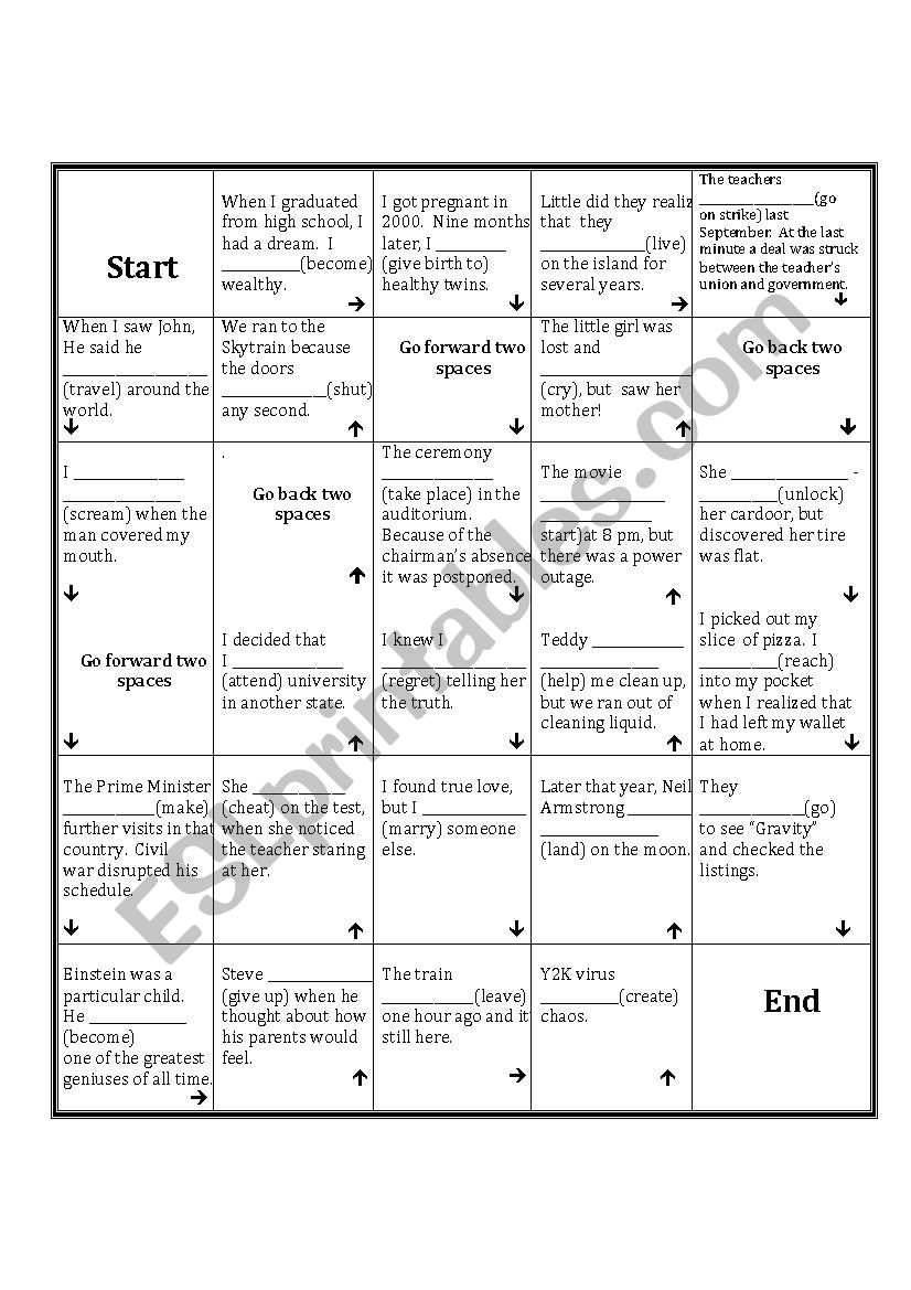 Future in the Past Board Game worksheet