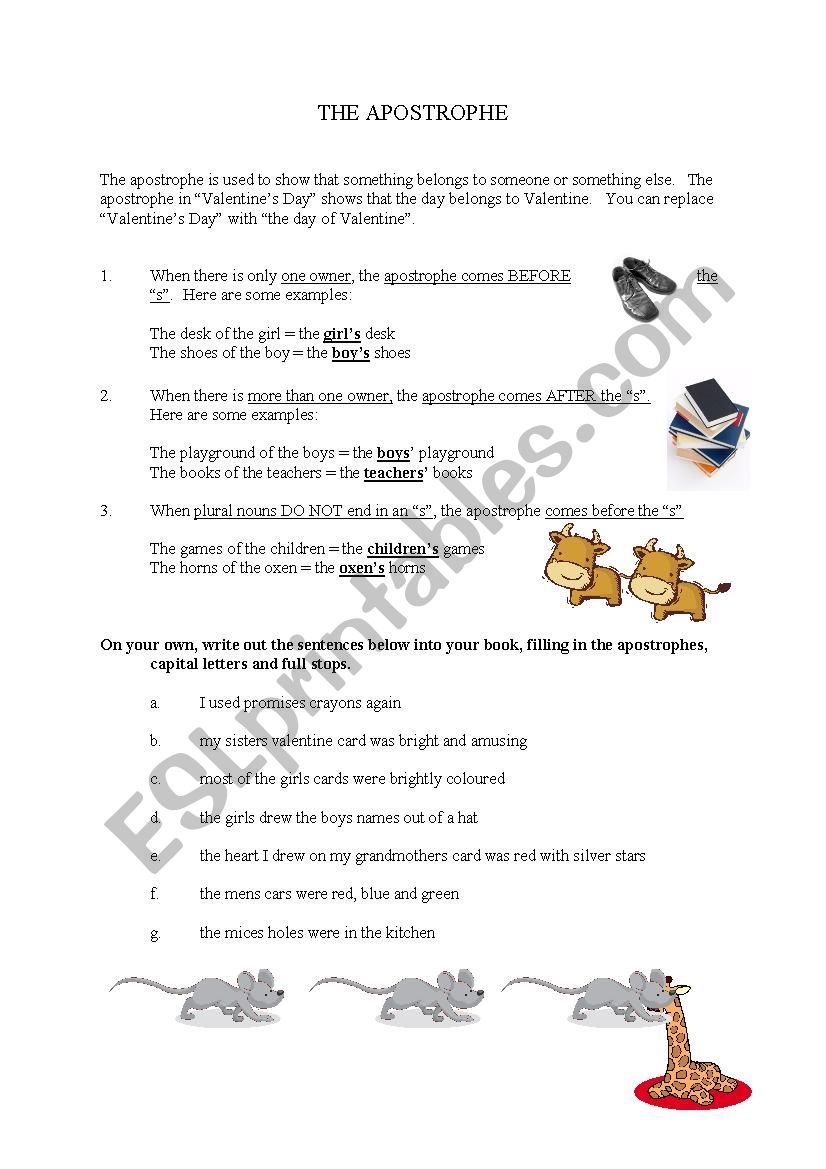 Apostrophe worksheet