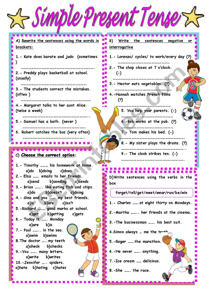 Simple Present Tense Exercises For Class 6