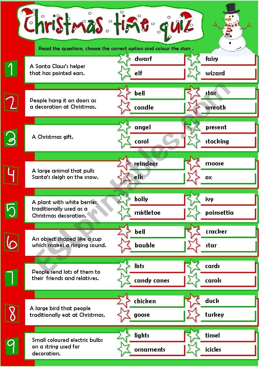 Christmas Time Quiz worksheet