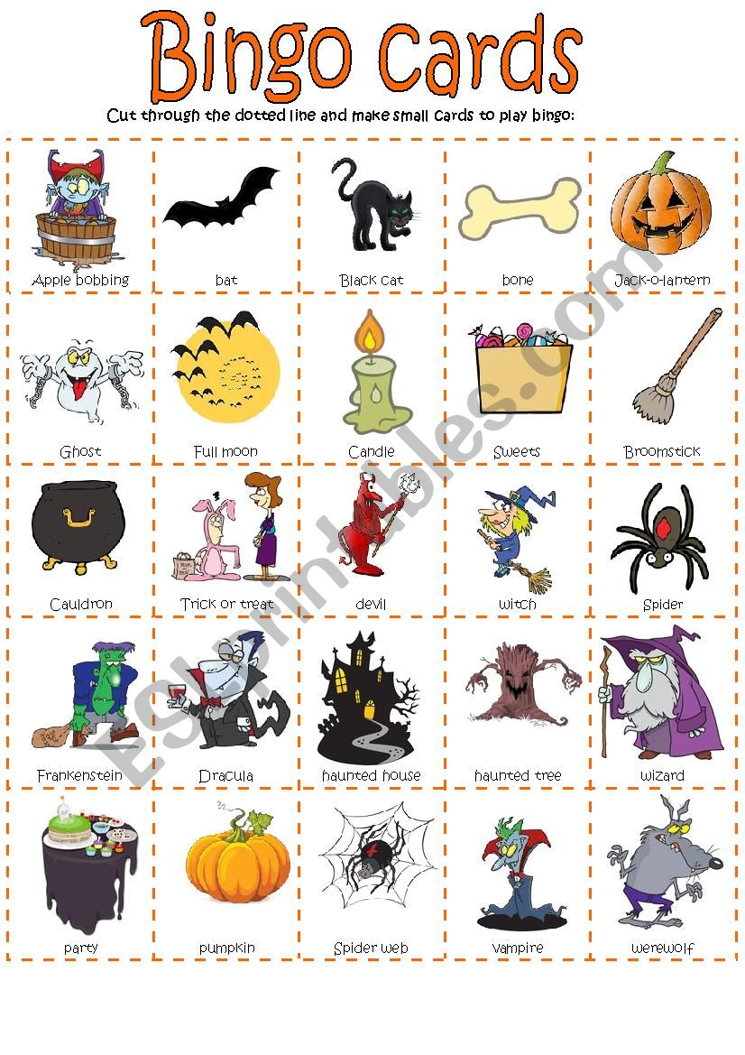 Bingo Halloween worksheet