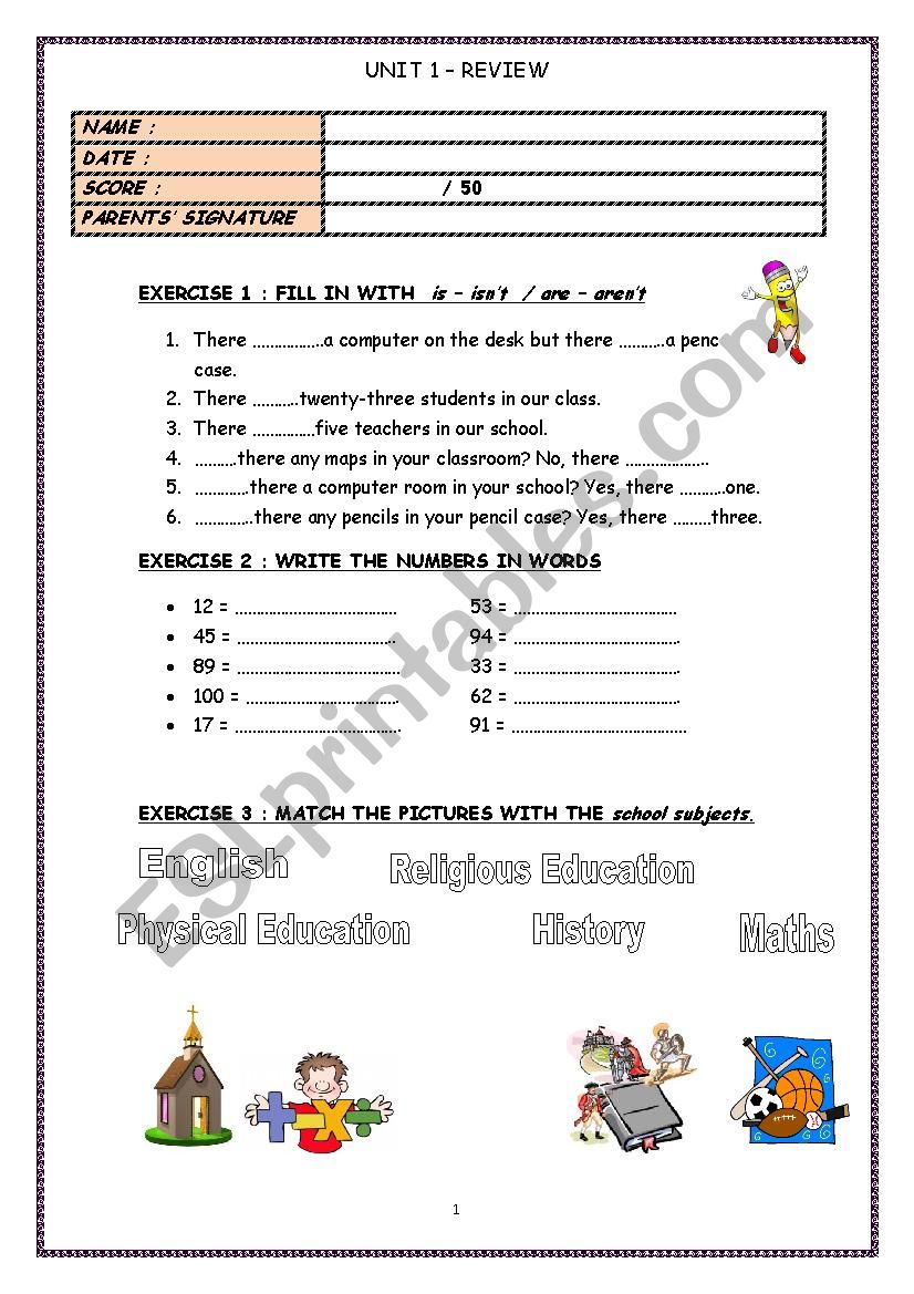 review workseet worksheet