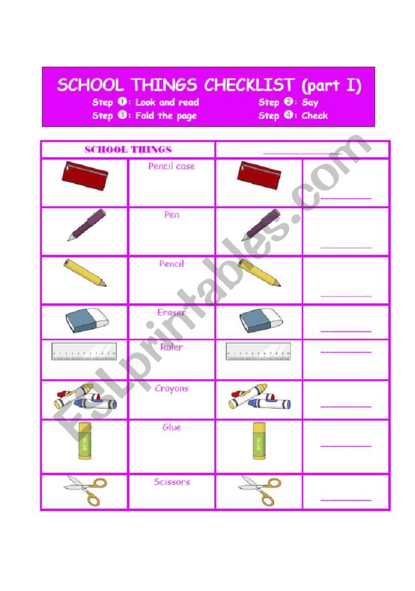 school things checklist (part I)