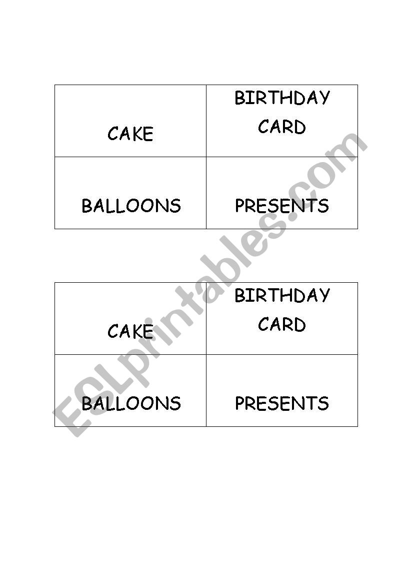 BIRTHDAY VOCABULARY worksheet