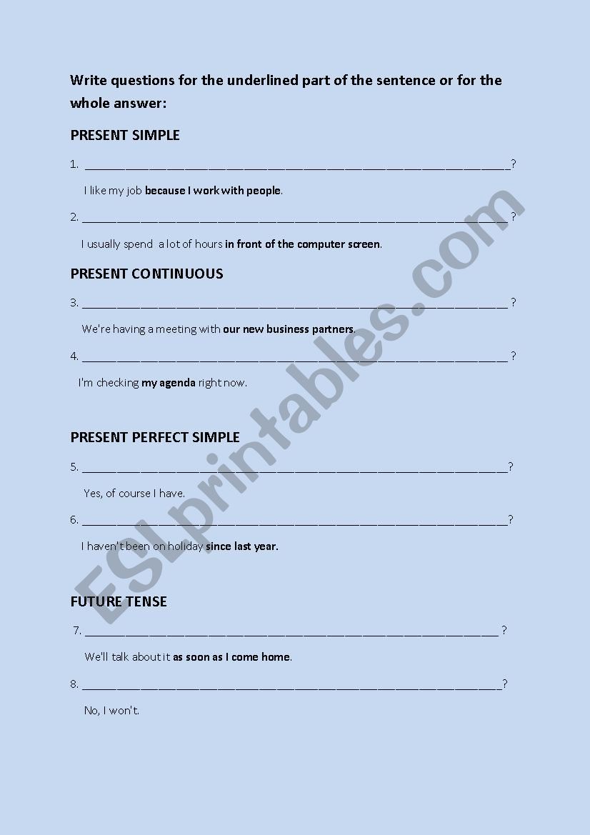 QUESTIONS PRACTICE worksheet