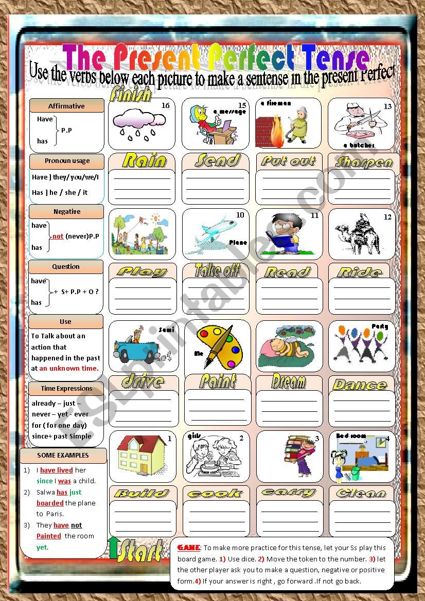 Esl Worksheets Present Perfect Tense