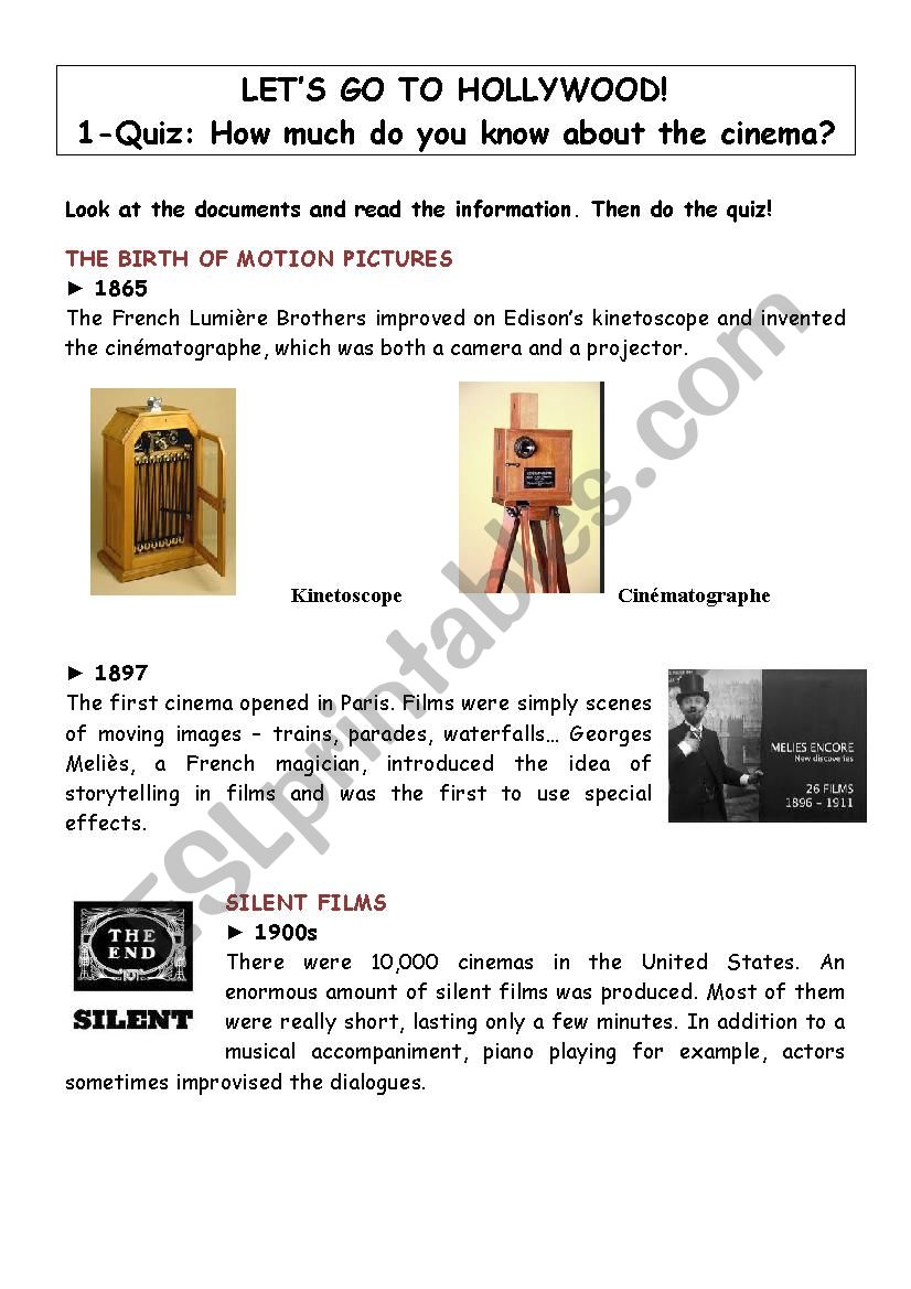LetÂ´s go to Hollywood! Part 1: how much do you know about the cinema?