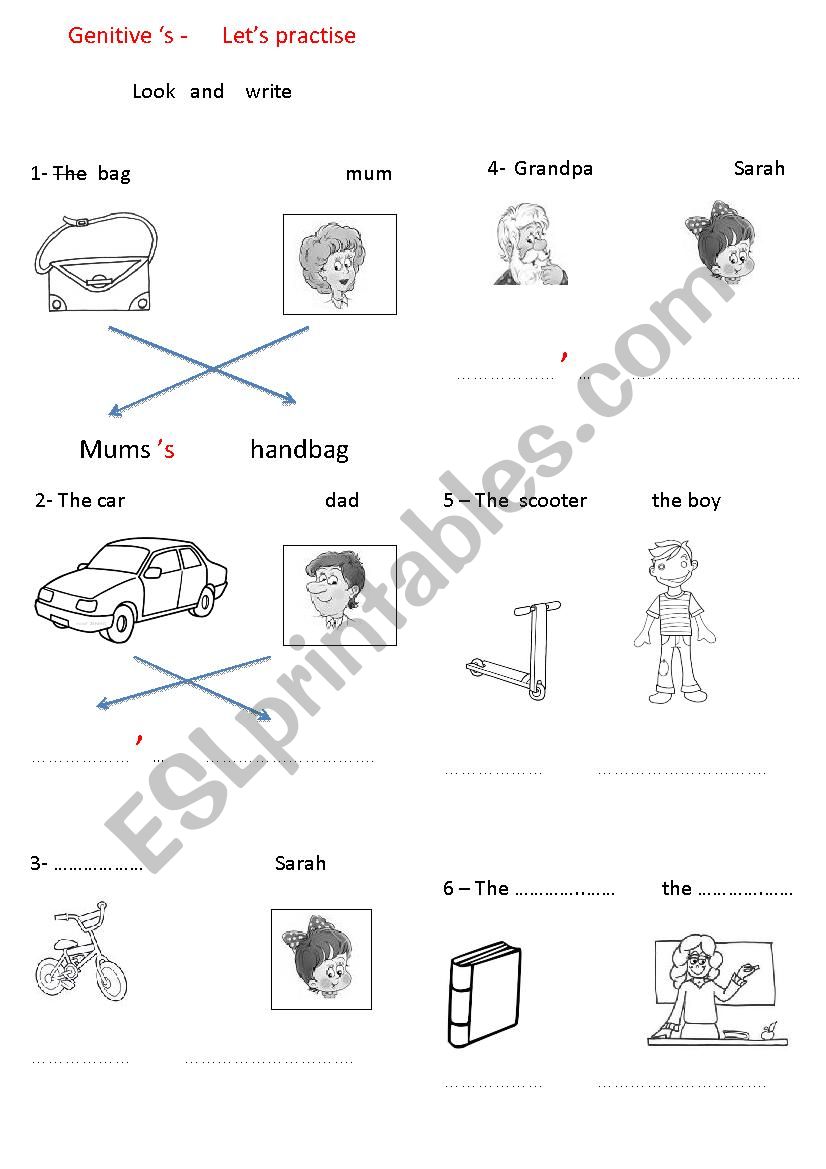 Genitive s - Lets practise worksheet