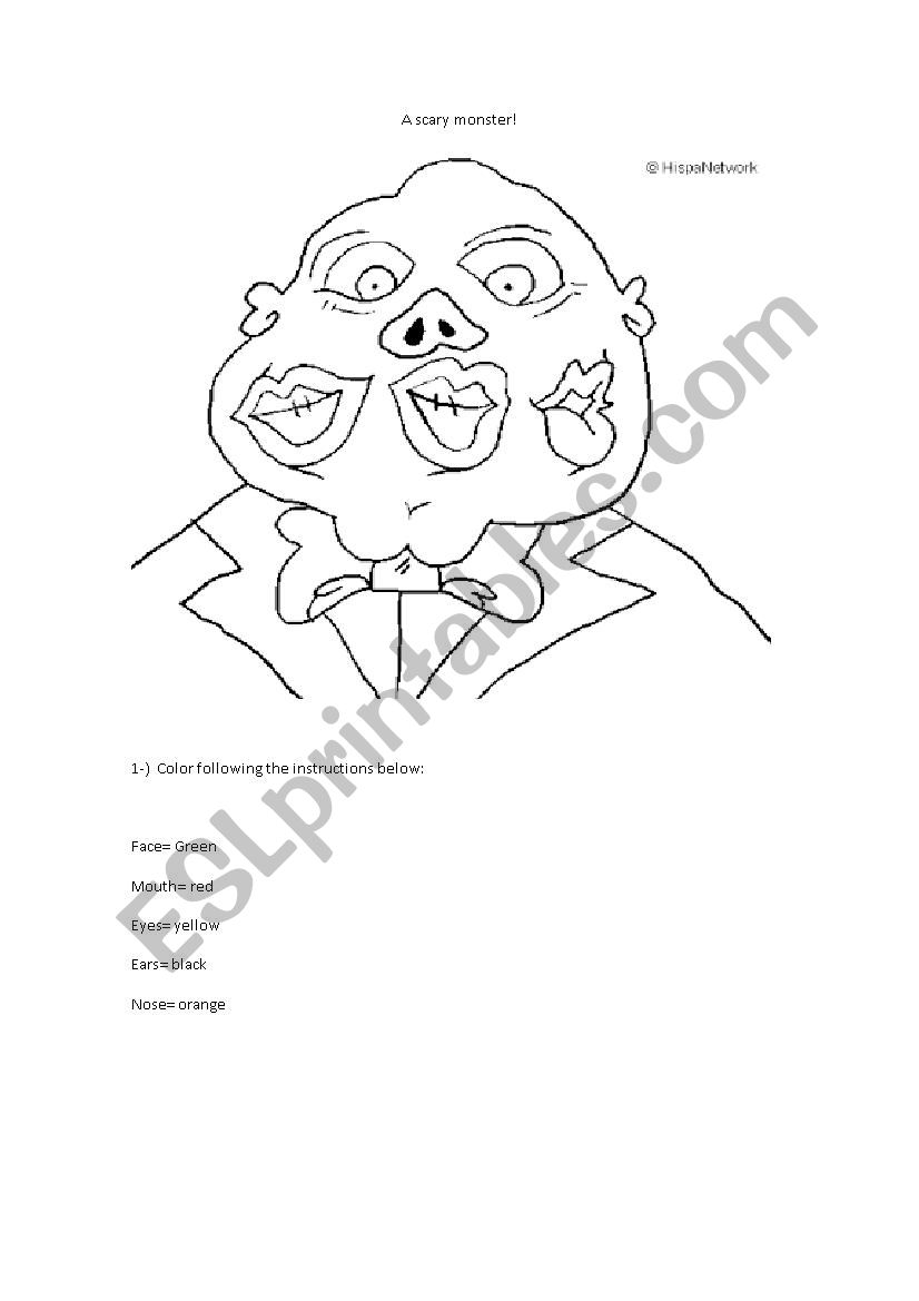 Scary monsters- face worksheet