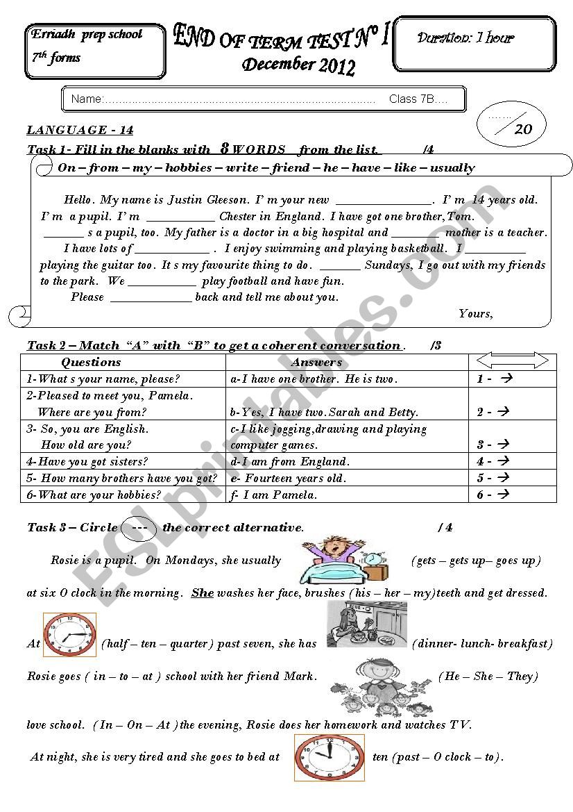 end of term test n 1  worksheet