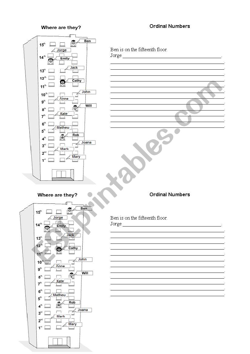 Ordinal Numbers  worksheet