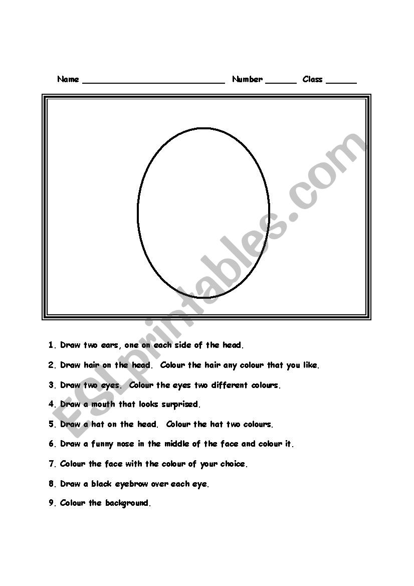 Draw a Face worksheet