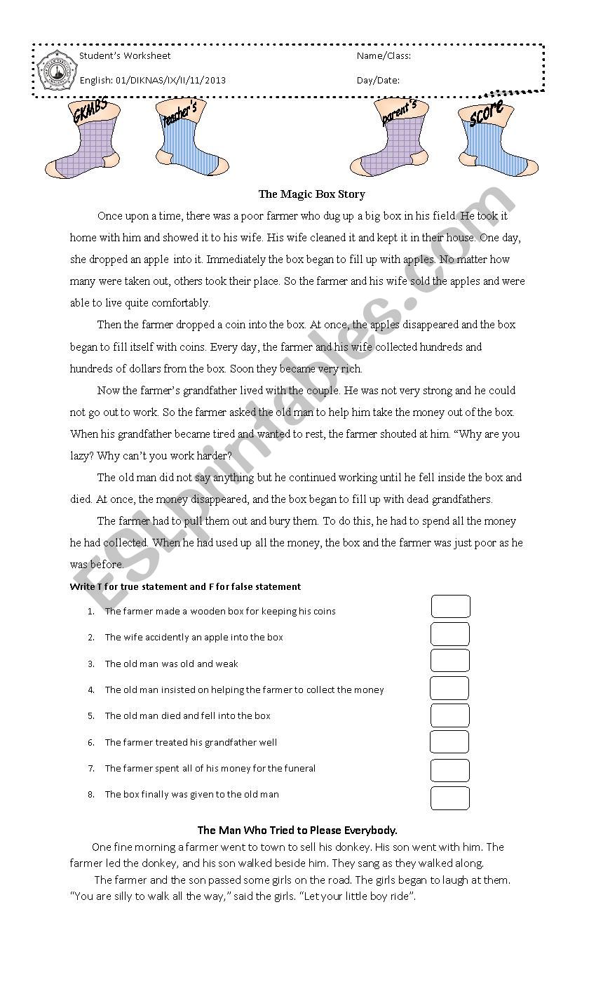 narrative worksheet