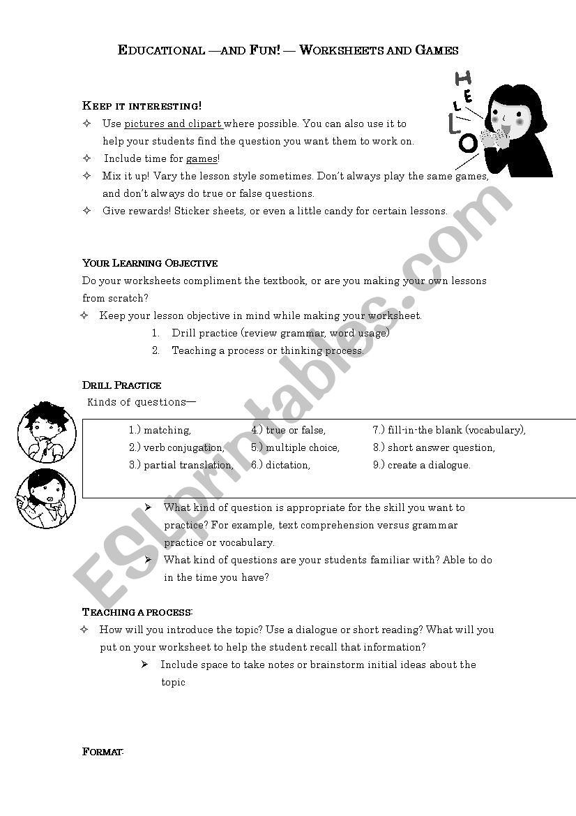 Making Worksheet Tips worksheet