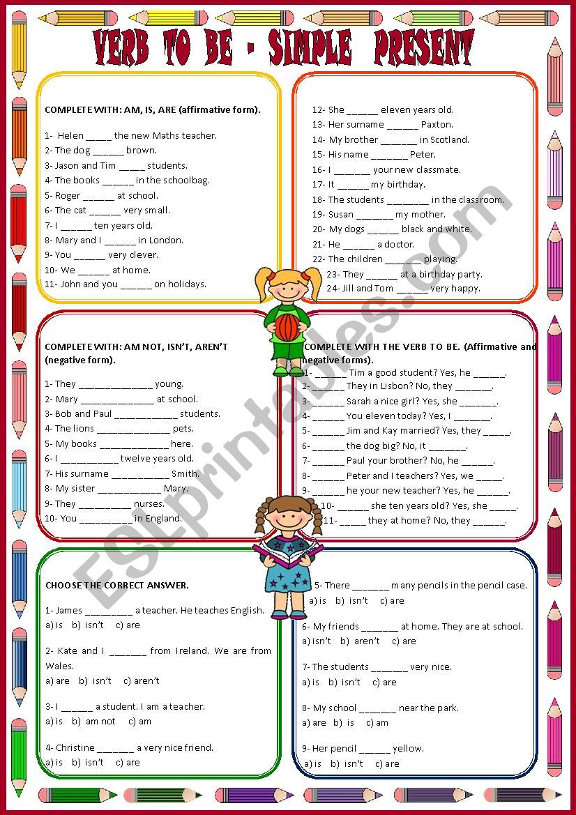 VERB TO BE worksheet