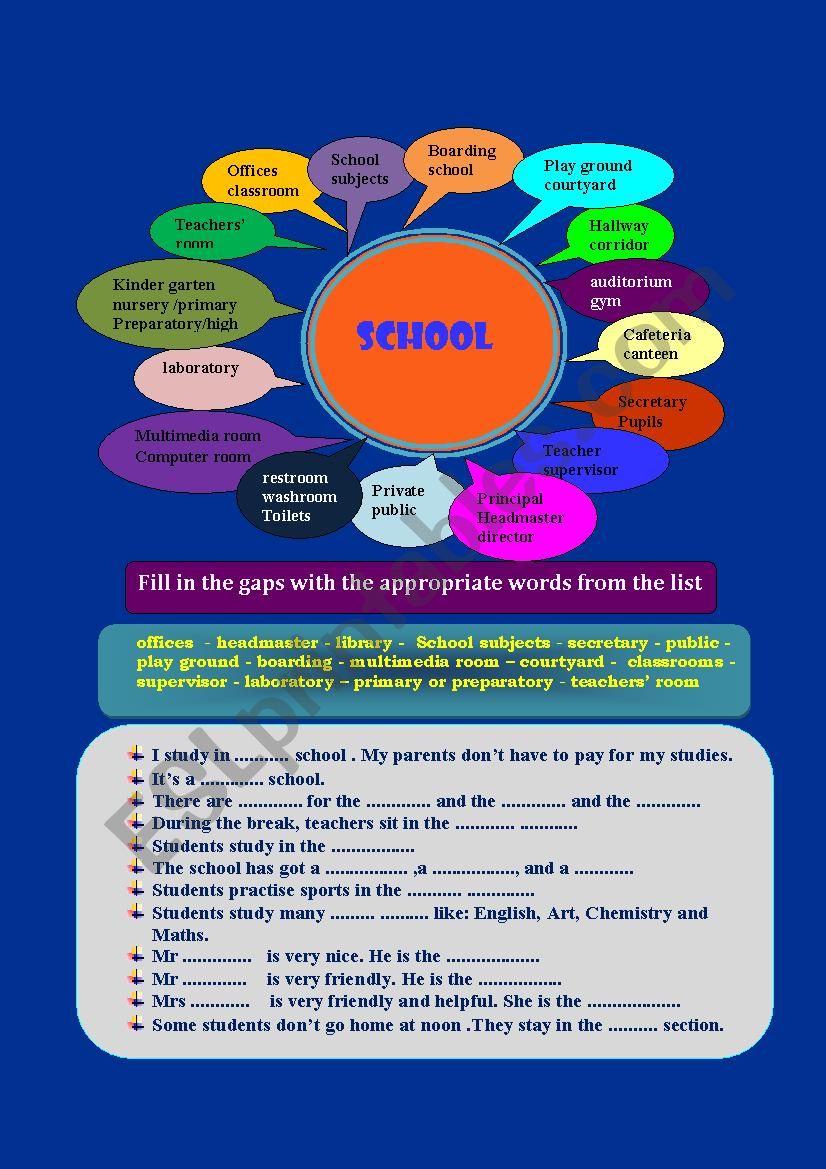 SCHOOL RELATED VOCABULARY worksheet