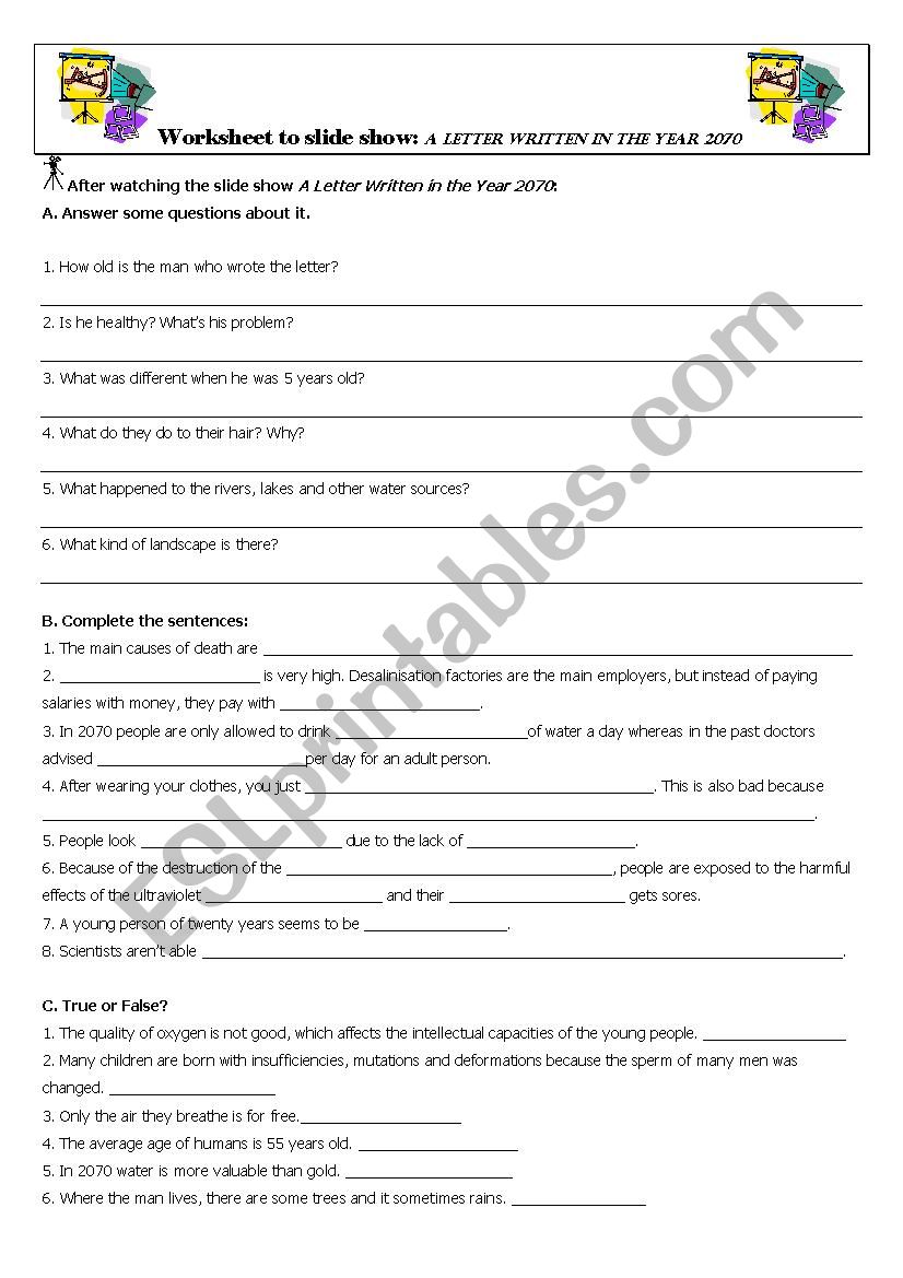 Worksheet to slide show 