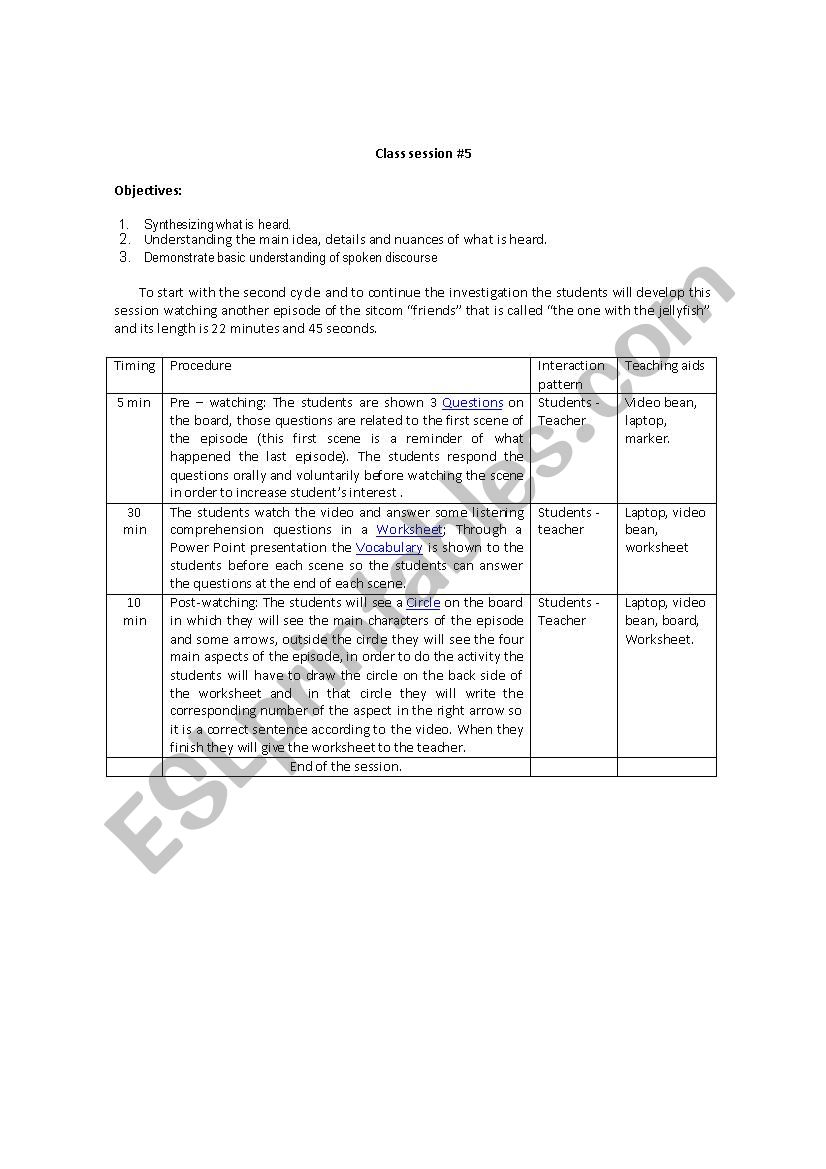 Friends episodes worksheet