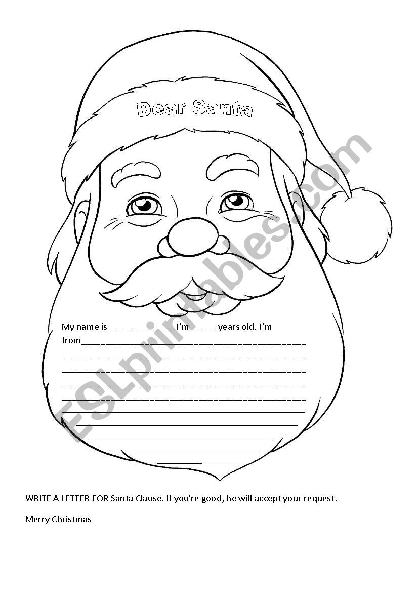 LETTER FOR SANTA CLAUS worksheet