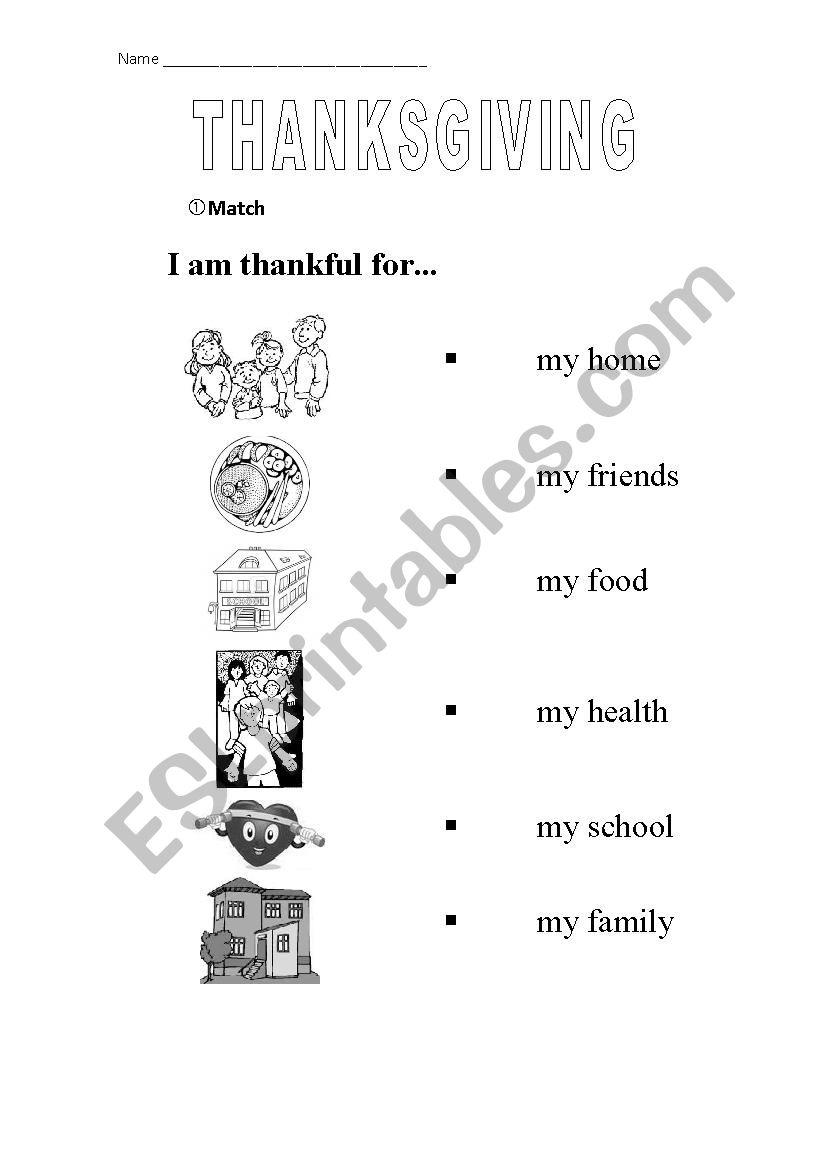 Thanksgiving Matching worksheet